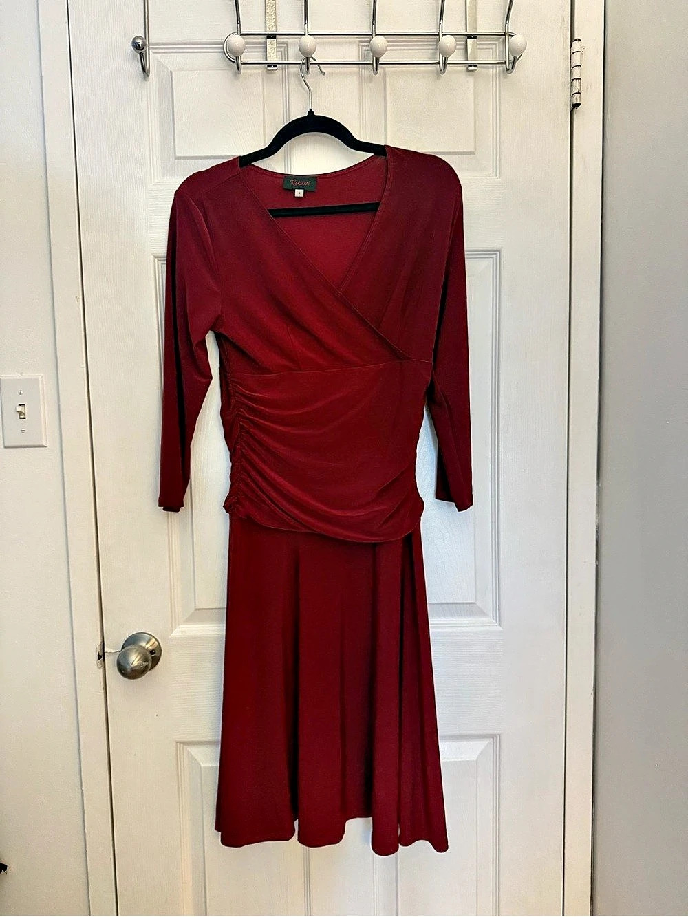 Rekucci Ruffle Front Midi Dress Ruch Front Midi Dress in Red Size Medium